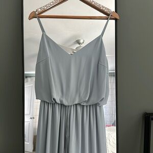 Dusty blue David’s bridal jumpsuit